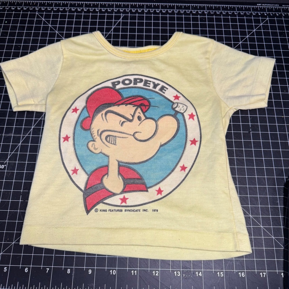 Vintage 1978 Popeye T-Shirt Toddle Time JC Penney Yellow Kids Size 2 70s Graphic